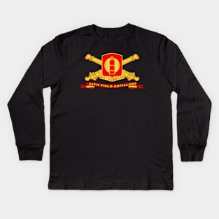 34th Field Artillery w Br - Ribbon Kids Long Sleeve T-Shirt